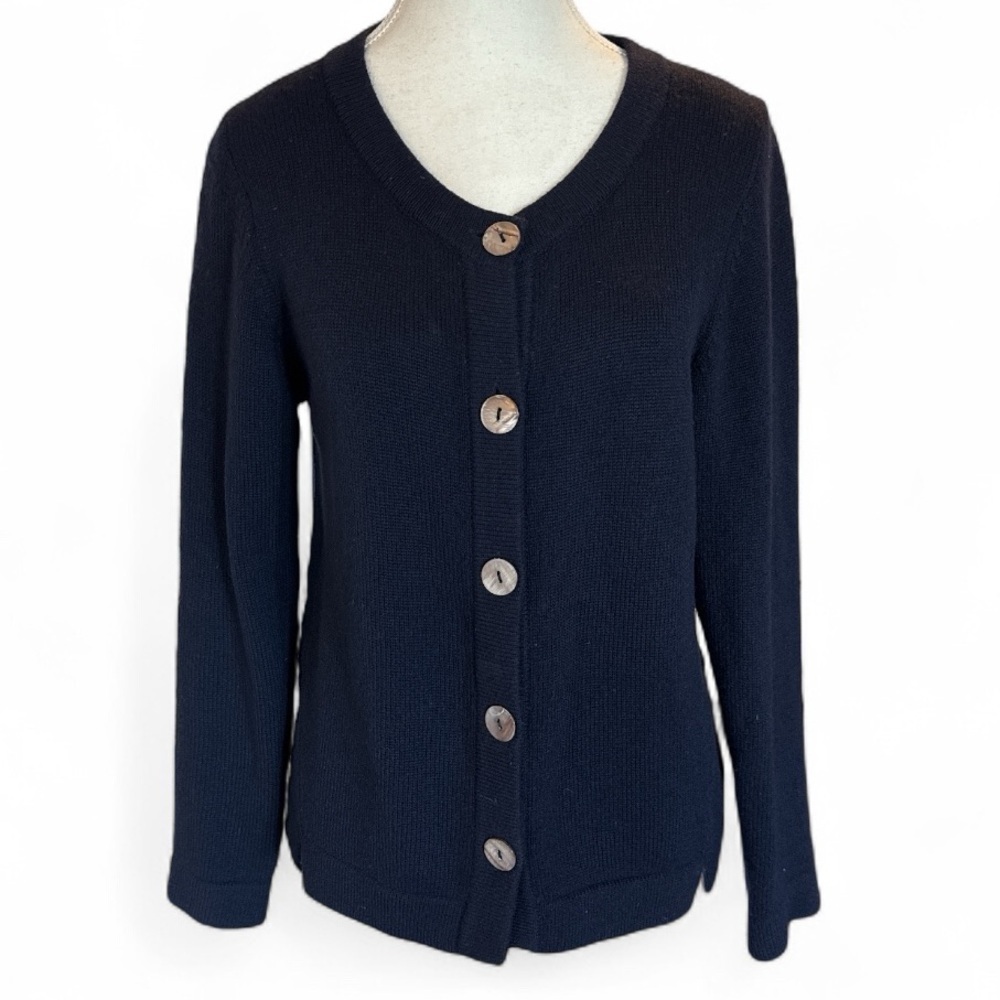 Pure Collection 100% Cashmere Navy Button Front Cardigan Sweater Size 4